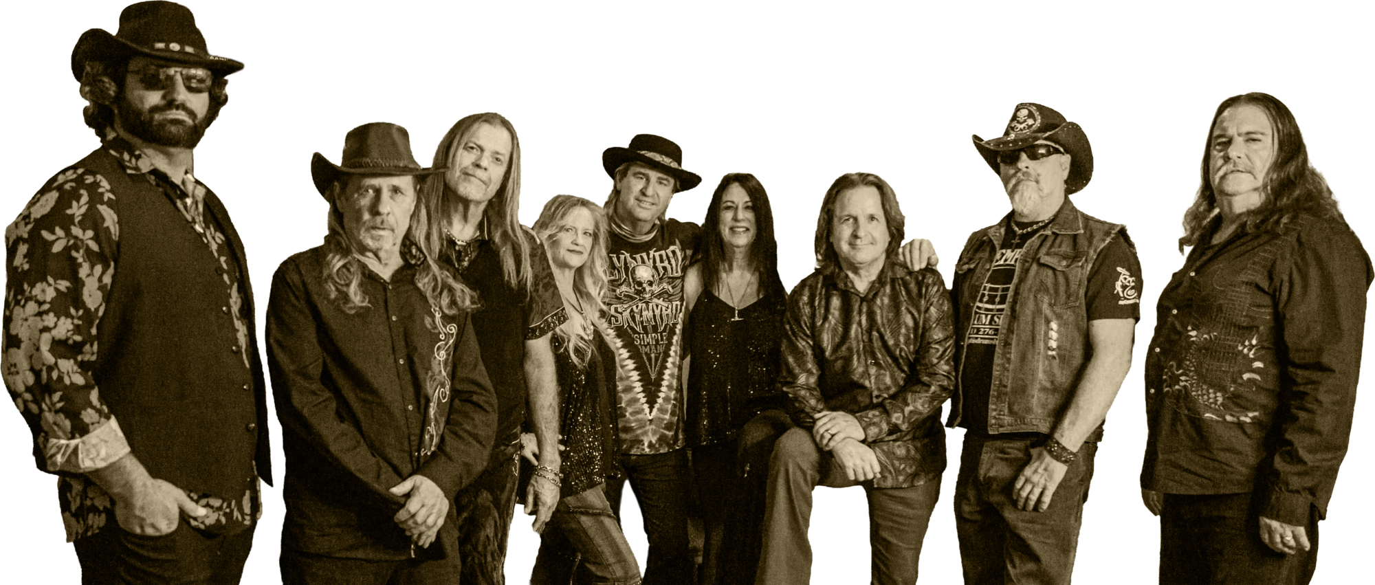 Skynyrd Nation tribute band sepia promo photo